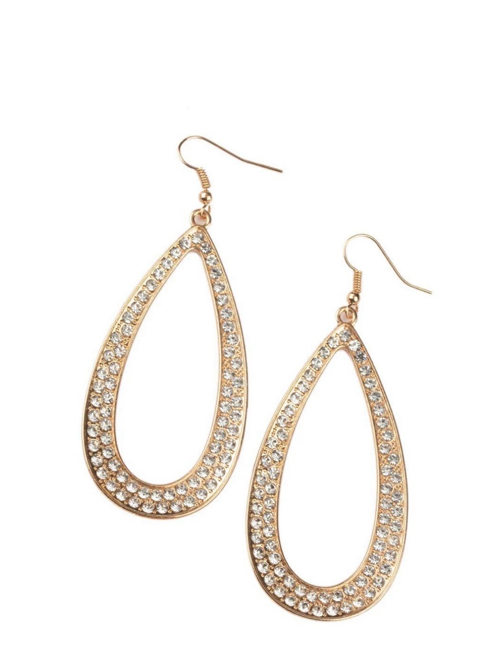 paparazzi Gold Teardrop Crystal Dangle Earrings
